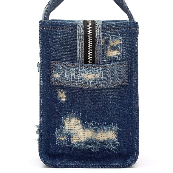 Marc Jacobs The Rip & Repair Denim Small Tote Bag - Punk Indigo - Picture 3 of 10